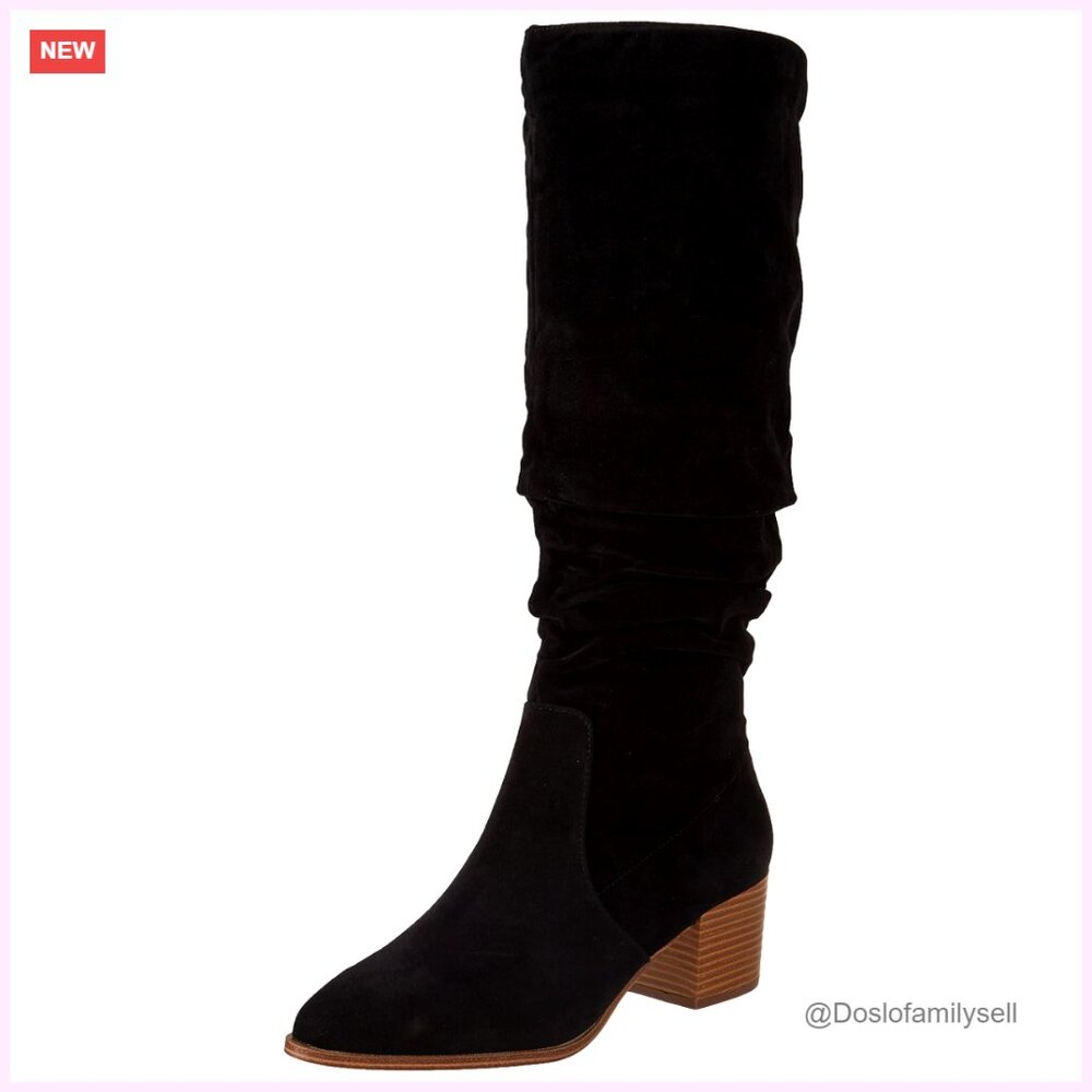 Women's Tall Block Heel Boots With Memory Foam, Knee-High, Faux Suede